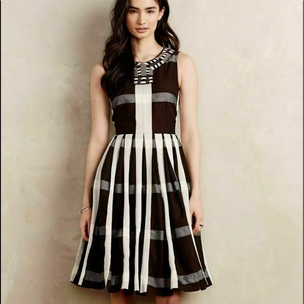 Anthropologie Pleated Beaded Dress by Maeve Sz 0